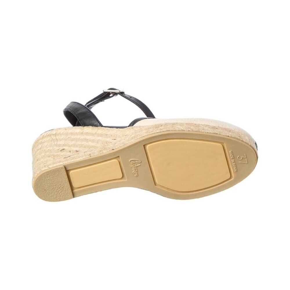 Castañer Cecilia Canvas & Leather Wedge Sandal, White - Picture 4 of 5